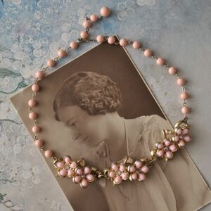 Vintage 1950s Pink Flower Choker Necklace